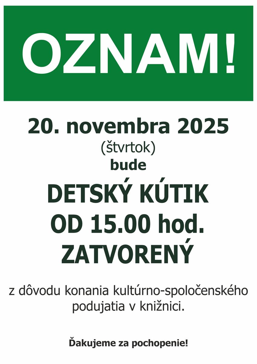 Oznam organizacnych 20 11 25