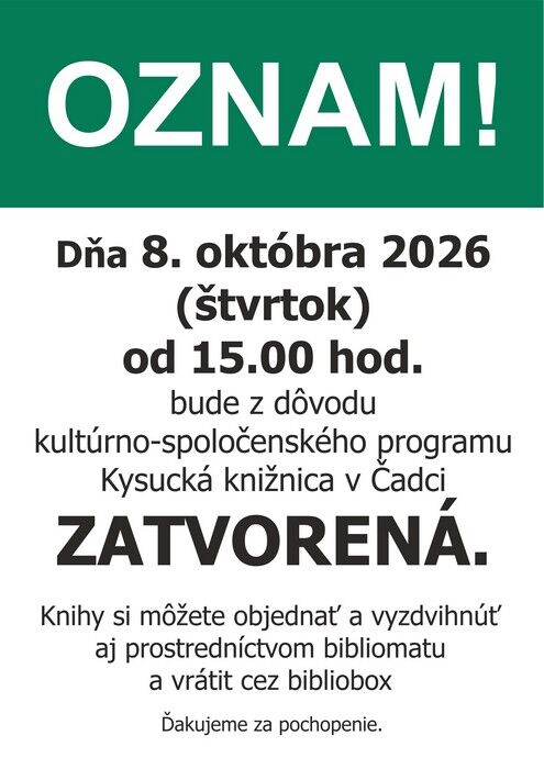 Oznam organizacnych 8 10 2026