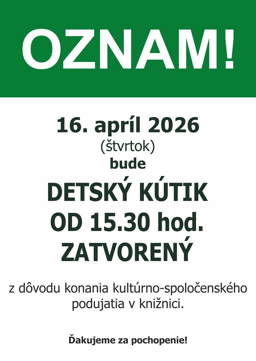 Oznam organizacnych 16 4 2026
