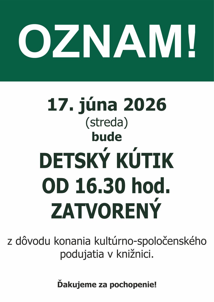 Oznam organizacnych 17 6 2026
