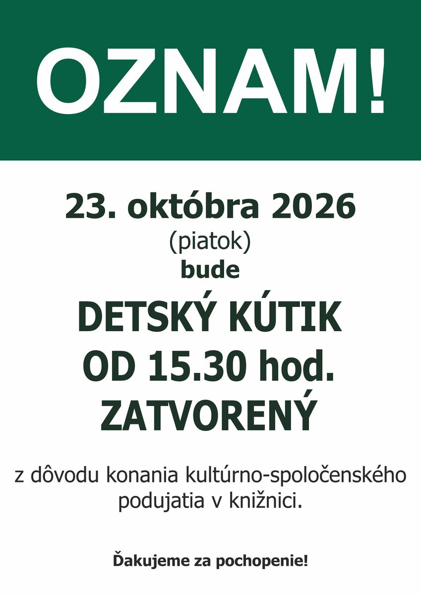 Oznam organizacnych 23 10 26