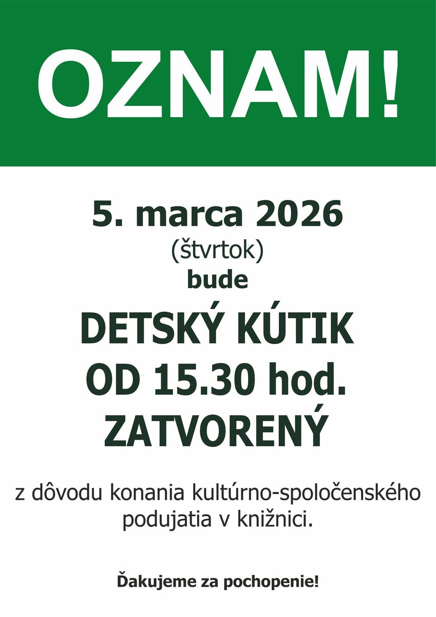 Oznam organizacnych 5 3 2026