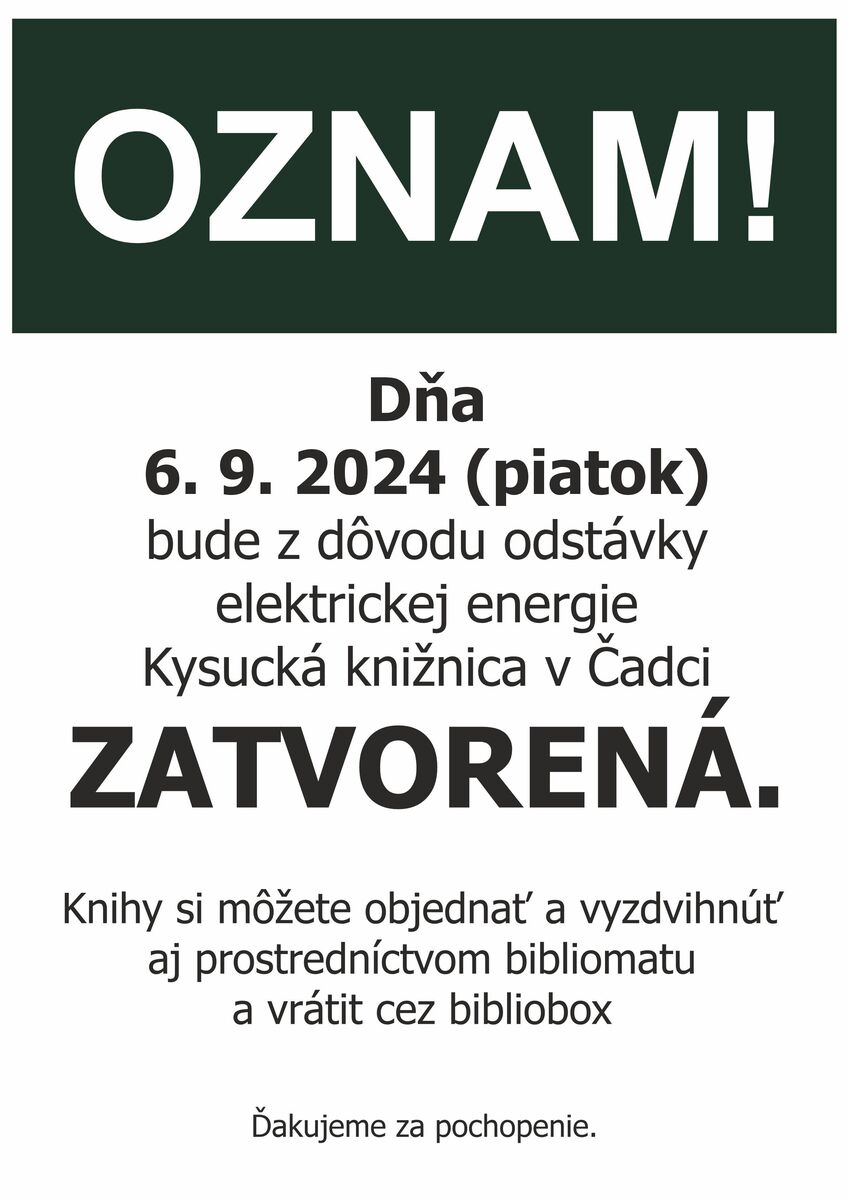 Oznam elektrika odstavka