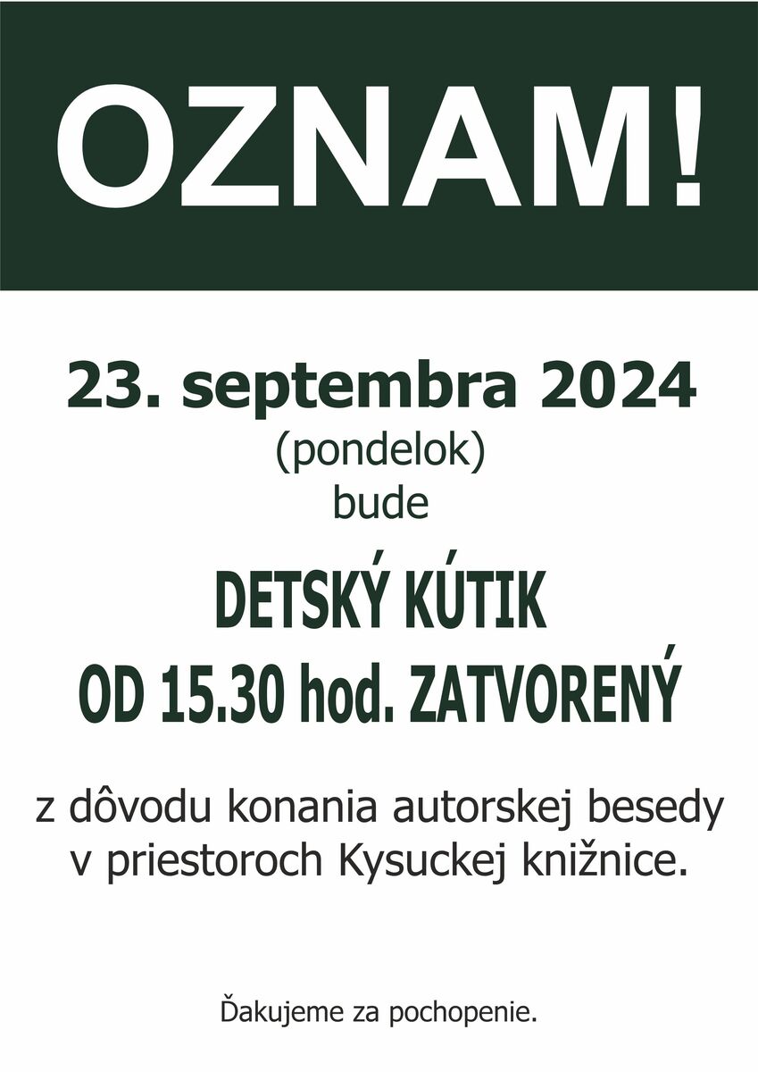 Oznam organizacnych 23 9 2024