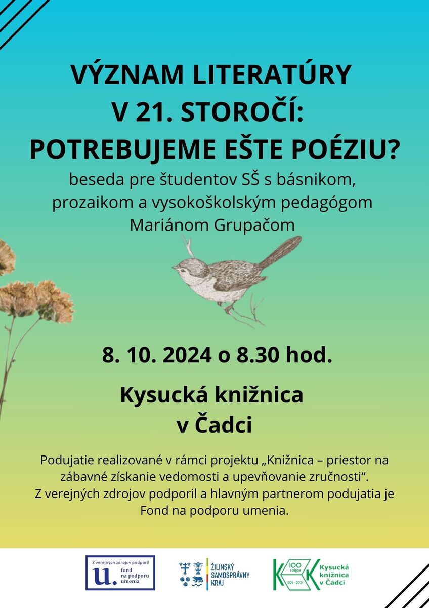 Význam literatúry v 21. storočí potrebujeme ešte poéziu plagát